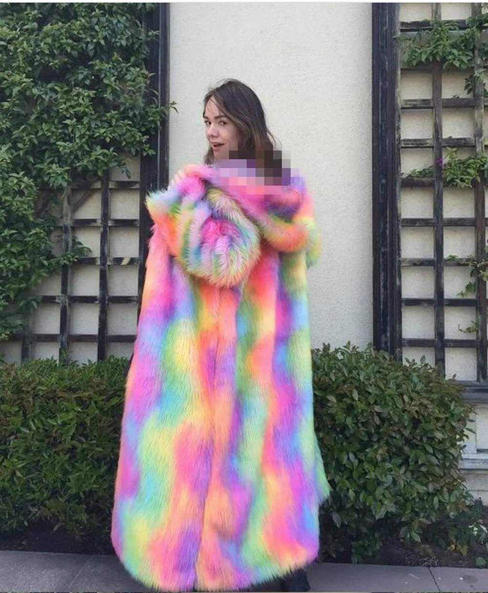 Trench Coat Womens Rainbow Outwear Mixed-colors Hooded Fur Furry Parka Noble Long Warm Winter Thicken 5Styles
Trench Coat Womens Rainbow Outwear Mixed-colors Hooded Fur Furry Parka Noble Long Warm Winter Thicken 5Styles