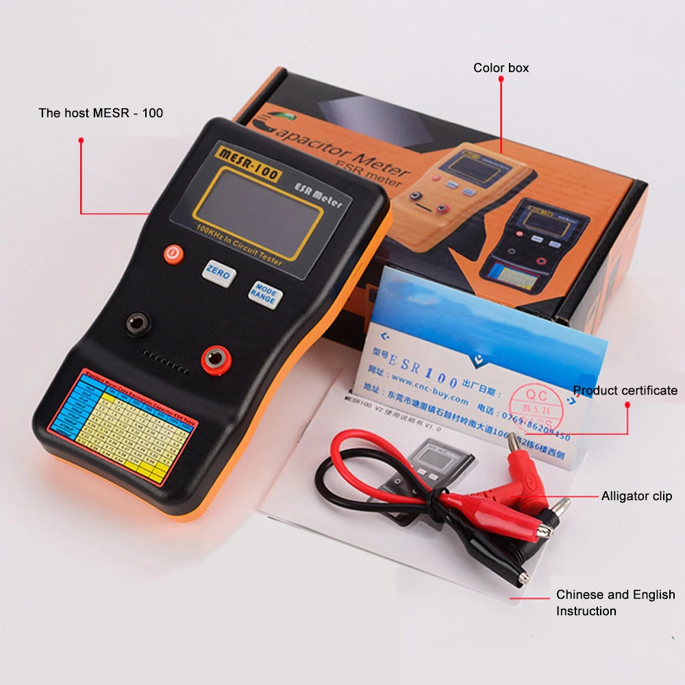 MESR-100 ESR Capacitance Meter Handheld Automatic High-precision Digital Professional Measuring Capacitance Circuit Tester
MESR-100 ESR Capacitance Meter Handheld Automatic High-precision Digital Professional Measuring Capacitance Circuit Tester