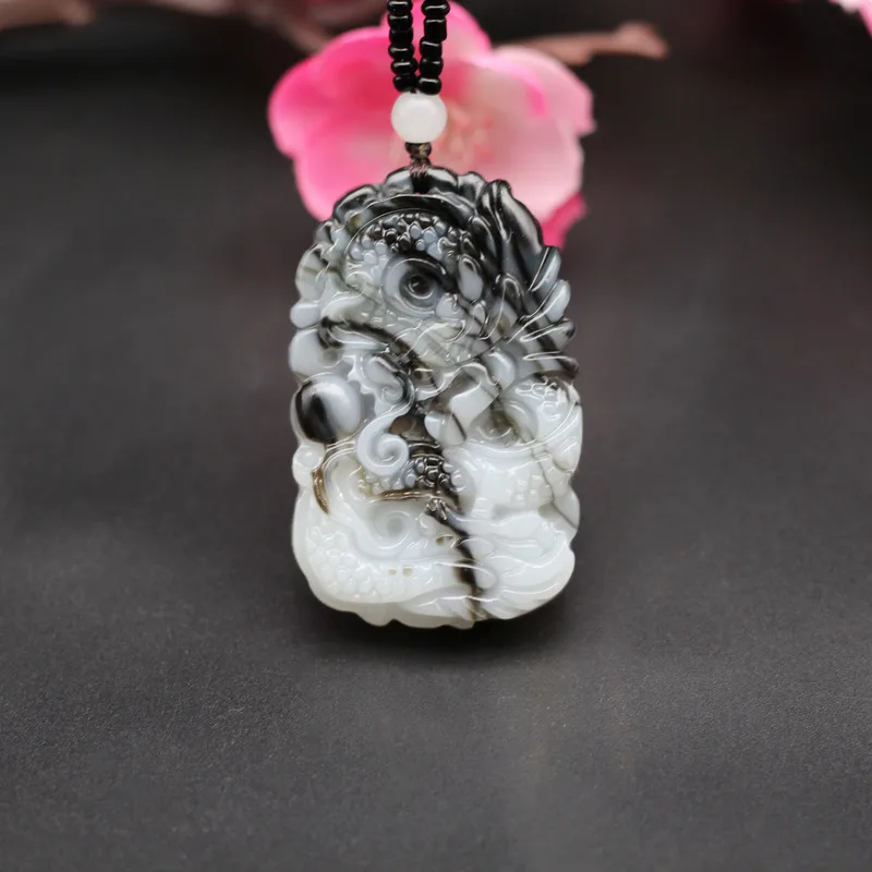 Natural Black White Jade Dragon Pendant Necklace Chinese Hand-Carved Charm Jewelry Accessories Fashion Amulet Men Women Gifts
Natural Black White Jade Dragon Pendant Necklace Chinese Hand-Carved Charm Jewelry Accessories Fashion Amulet Men Women Gifts