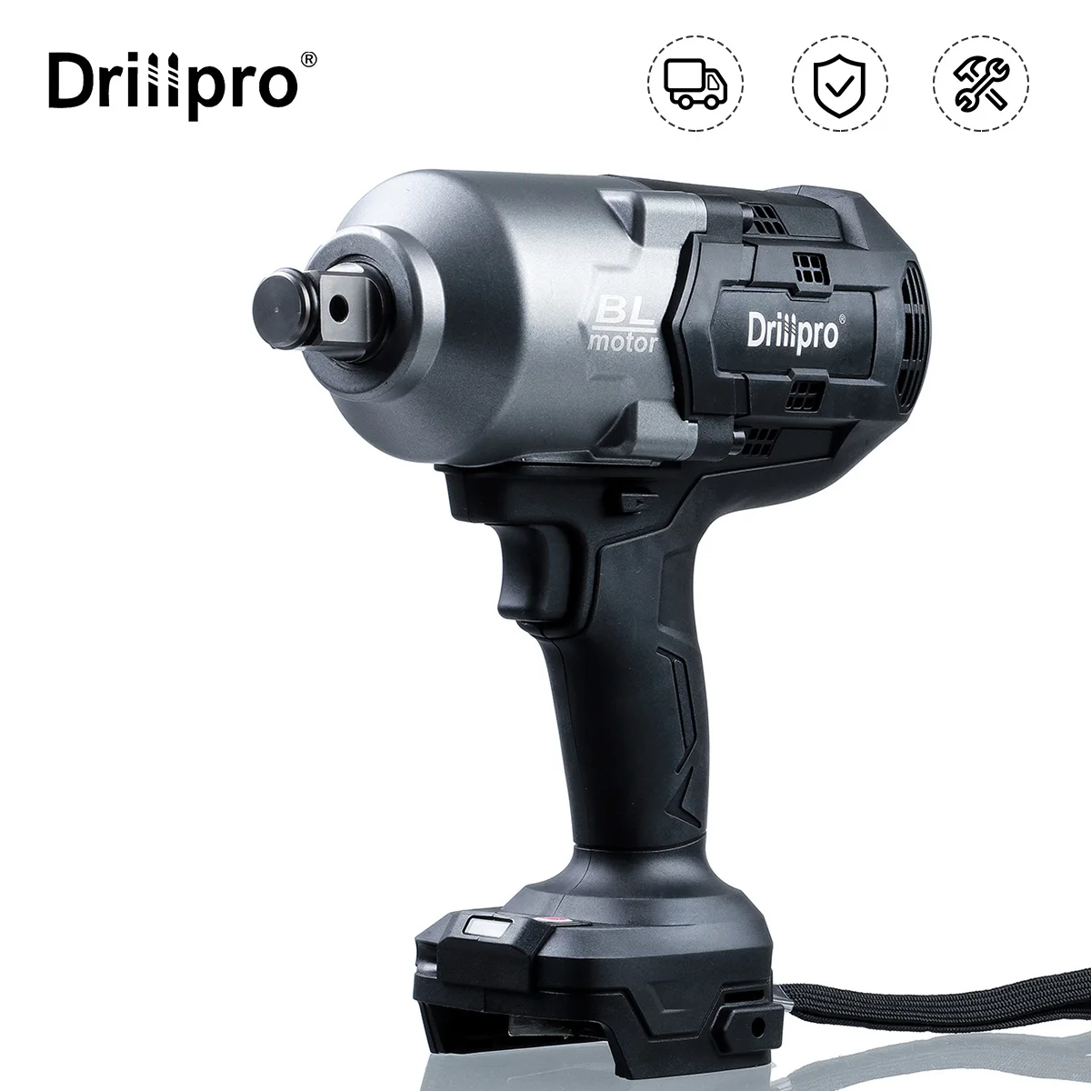 Drillpro 1300N.m High Torque Brushless Electric Impact Wrench 3/4-inch Socket Wrench for Makita 18V BL1850 BL1840 Battery
Drillpro 1300N.m High Torque Brushless Electric Impact Wrench 3/4-inch Socket Wrench for Makita 18V BL1850 BL1840 Battery