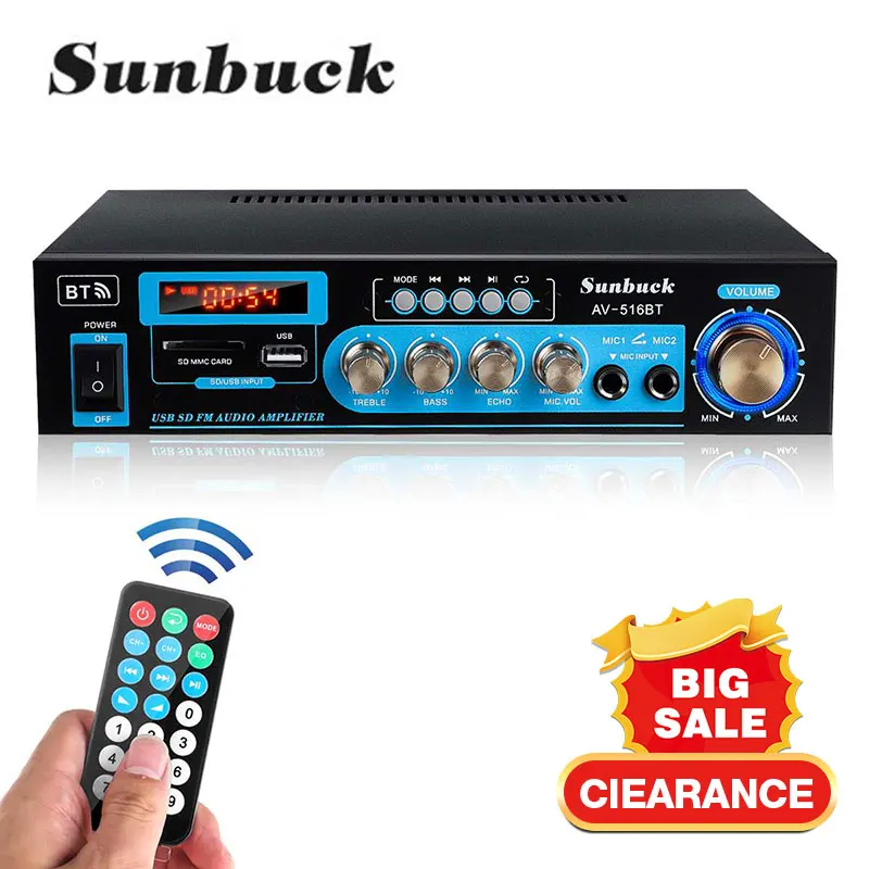 SUNBUCK 2000W Audio Power Amplifier DC12V 110/220V Home Theater Amplifiers with Remote Control Support FM USB SD Card bluetooth
SUNBUCK 2000W Audio Power Amplifier DC12V 110/220V Home Theater Amplifiers with Remote Control Support FM USB SD Card bluetooth