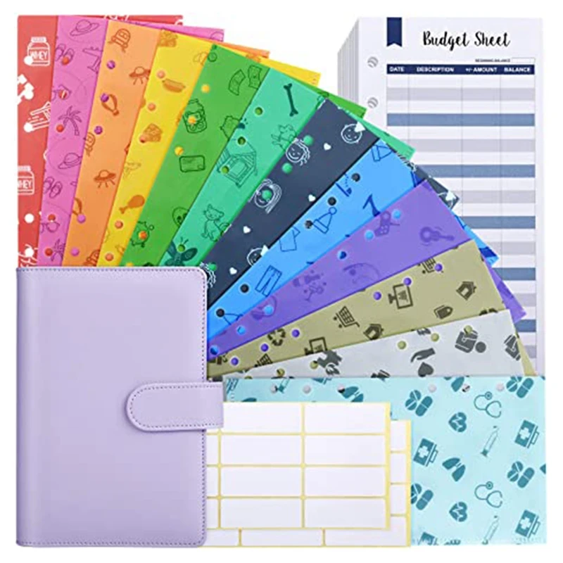 12 Budget Envelopes with A6 Budget Binder,12 Durable Waterproof Plastic Cash Envelopes System for Budget Planner
12 Budget Envelopes with A6 Budget Binder,12 Durable Waterproof Plastic Cash Envelopes System for Budget Planner