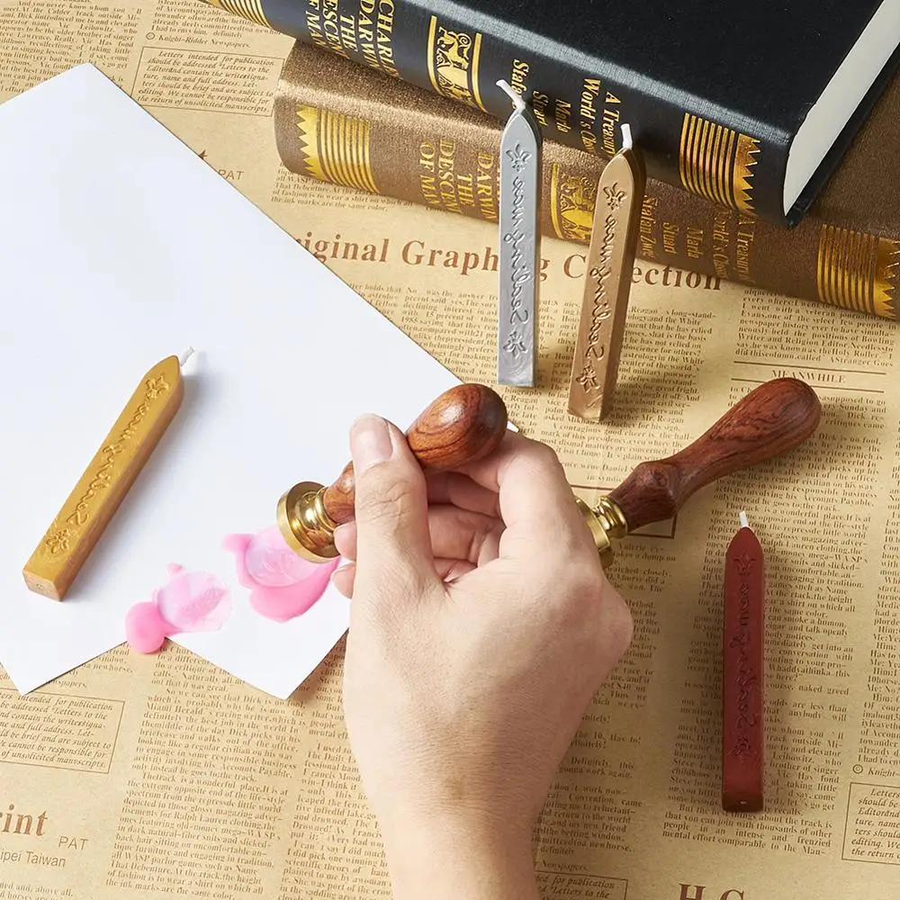 Vintage Retro Sealing Wax Seal and DIY Letter Scrapbook Brass Stamps and Wood Handle Sets Mixed Color, Stamps: 2x9cm; Sealing
Vintage Retro Sealing Wax Seal and DIY Letter Scrapbook Brass Stamps and Wood Handle Sets Mixed Color, Stamps: 2x9cm; Sealing