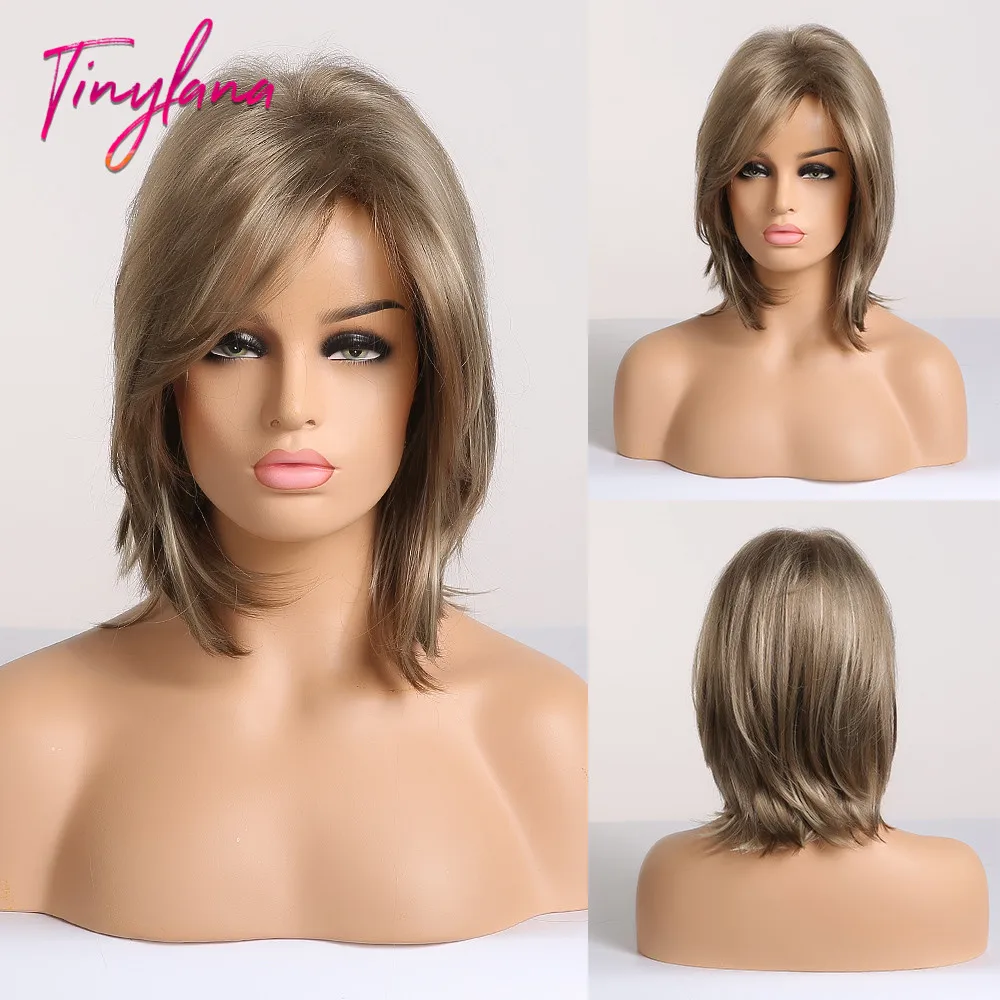 Парики из синтетических волос TINY LANA Mix короткие коричневые парики для женщин