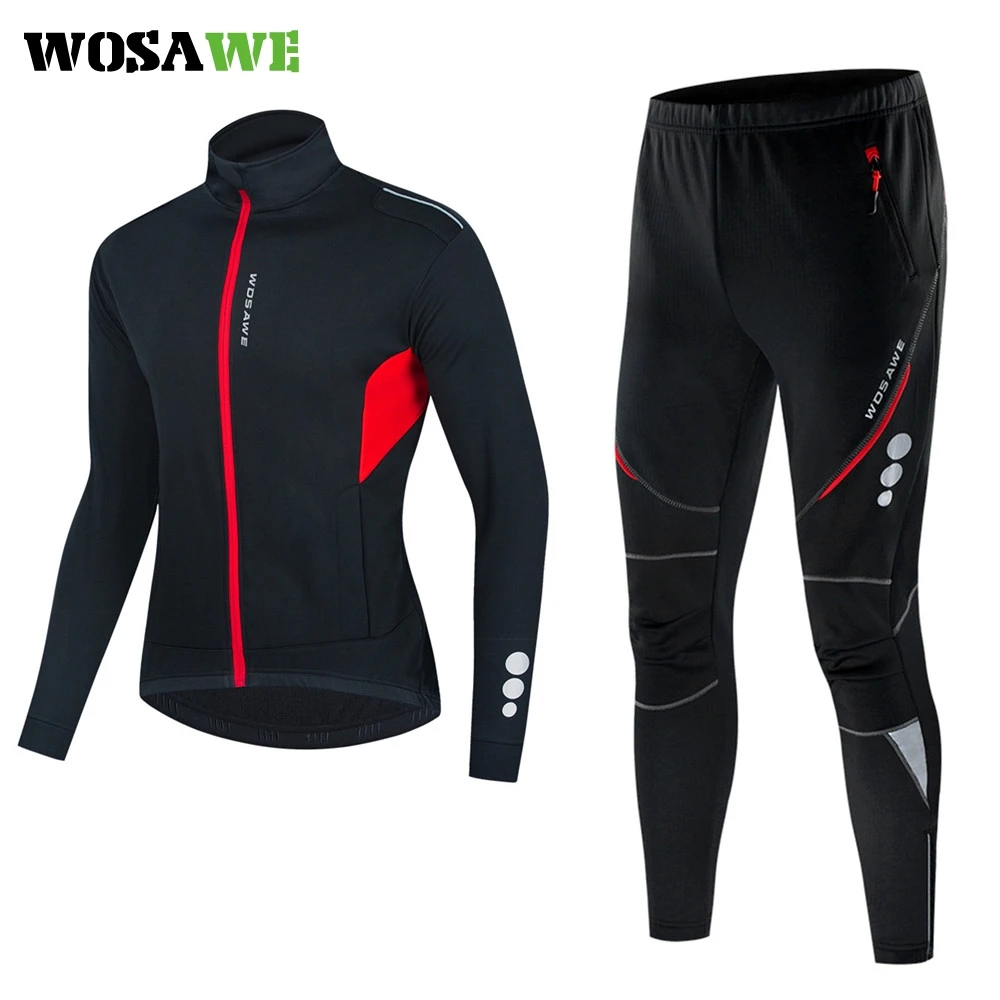 WOSAWE NEW Cycling Clothing Set Winter Thermal Fleece Pants Windproof Reflective Cycling Jersey Set Men Sportswear Tracksuits
WOSAWE NEW Cycling Clothing Set Winter Thermal Fleece Pants Windproof Reflective Cycling Jersey Set Men Sportswear Tracksuits