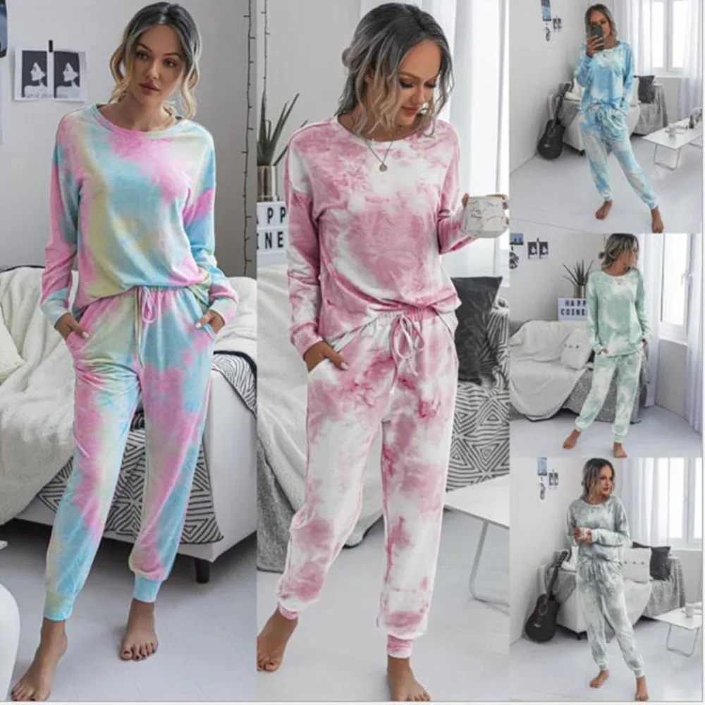 Women's Tracksuits Casual Autumn Set Print Tie-dye Long Sleeve Shirt Tops And Loose Pants Tracksuit Two Piece Set Outfit 2020
Women's Tracksuits Casual Autumn Set Print Tie-dye Long Sleeve Shirt Tops And Loose Pants Tracksuit Two Piece Set Outfit 2020