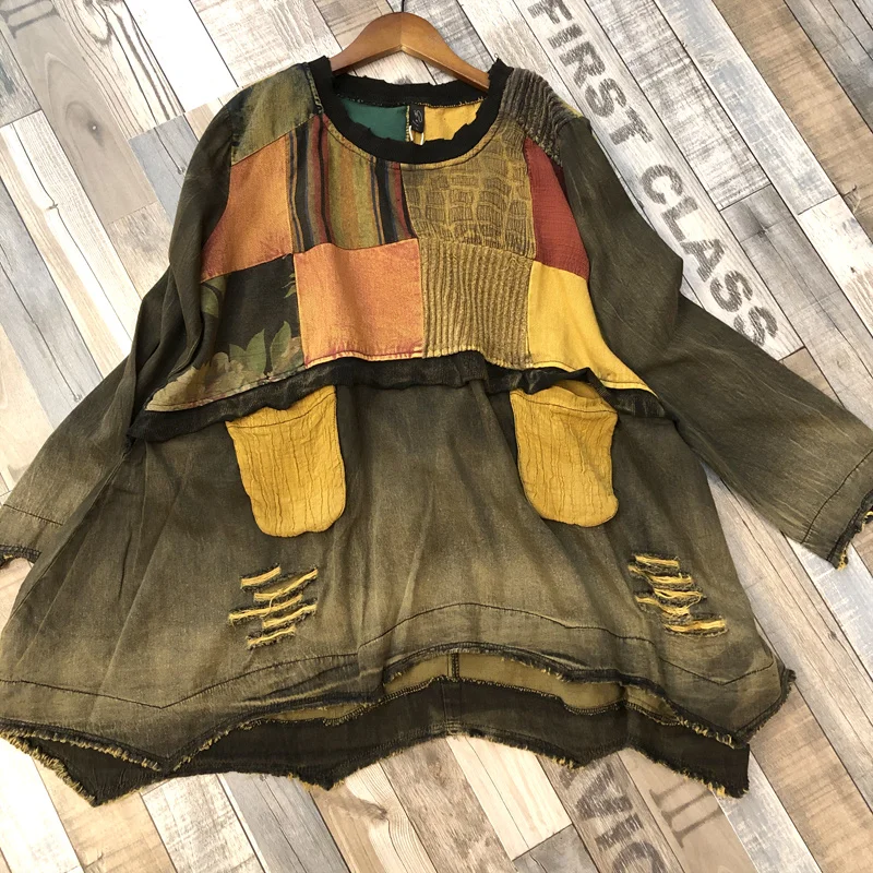 LYUZHE Vintage Patchwork Women T-shirt 2021 Autumn Stitching Color Female T-shirt Loose Distressed Long Sleeve T-shirt QDY317
LYUZHE Vintage Patchwork Women T-shirt 2021 Autumn Stitching Color Female T-shirt Loose Distressed Long Sleeve T-shirt QDY317
