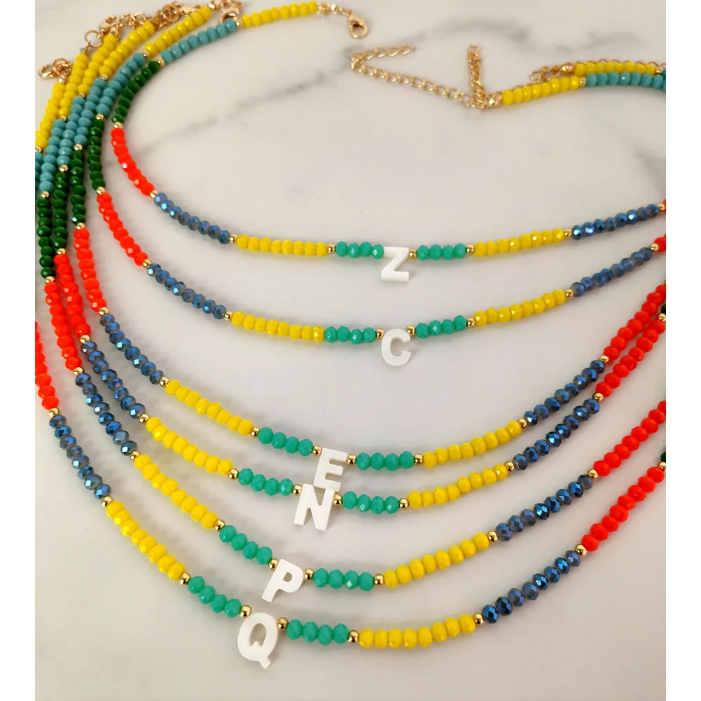 Exclusive Natural Shell Letter Crystal Beaded Chain Necklace Women Colorful Faceted Glass Bead Strand DIY Personality Jewelry
Exclusive Natural Shell Letter Crystal Beaded Chain Necklace Women Colorful Faceted Glass Bead Strand DIY Personality Jewelry