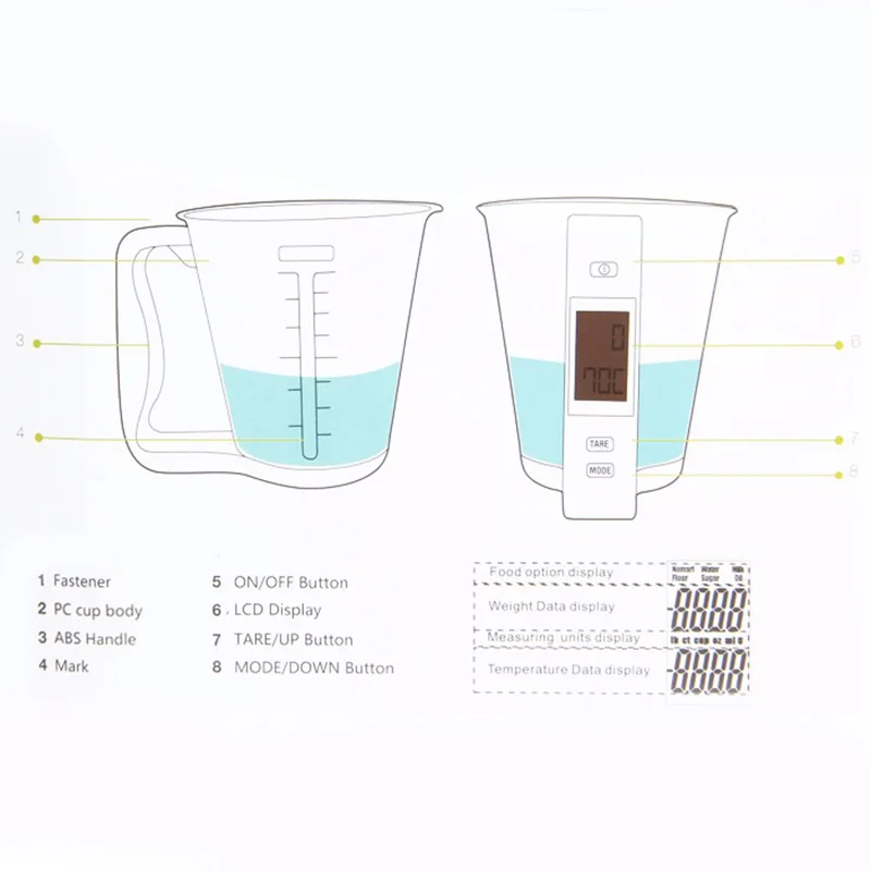 Scale with LCD Display Temperature Large Capacity Measuring Cup Kitchen Scale Digital Beaker Electronic Measuring CupTool
Scale with LCD Display Temperature Large Capacity Measuring Cup Kitchen Scale Digital Beaker Electronic Measuring CupTool