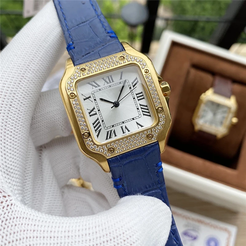 Brand C Quartz Watch Blue Glass 316L Stainless Case Genuine Leather Stripe TOP Quality with Gems Yellow Gold For Woman
Brand C Quartz Watch Blue Glass 316L Stainless Case Genuine Leather Stripe TOP Quality with Gems Yellow Gold For Woman