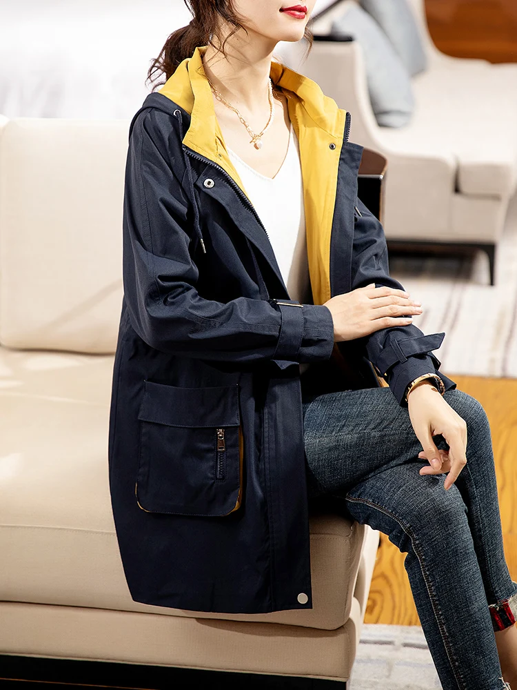 2022 New Spring Autumn Long Trench Coats Women's Clothing Zipper Hooded Windbreaker Outerwear D1072
2022 New Spring Autumn Long Trench Coats Women's Clothing Zipper Hooded Windbreaker Outerwear D1072