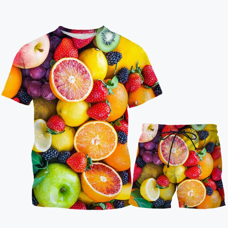 Men Fruit Sets Printing 2021 Summer Short Sleeve T Shirt Beach Shorts Streetwear Casual Unisex Suit 2 Pcs Fashion Cool clothes
Men Fruit Sets Printing 2021 Summer Short Sleeve T Shirt Beach Shorts Streetwear Casual Unisex Suit 2 Pcs Fashion Cool clothes