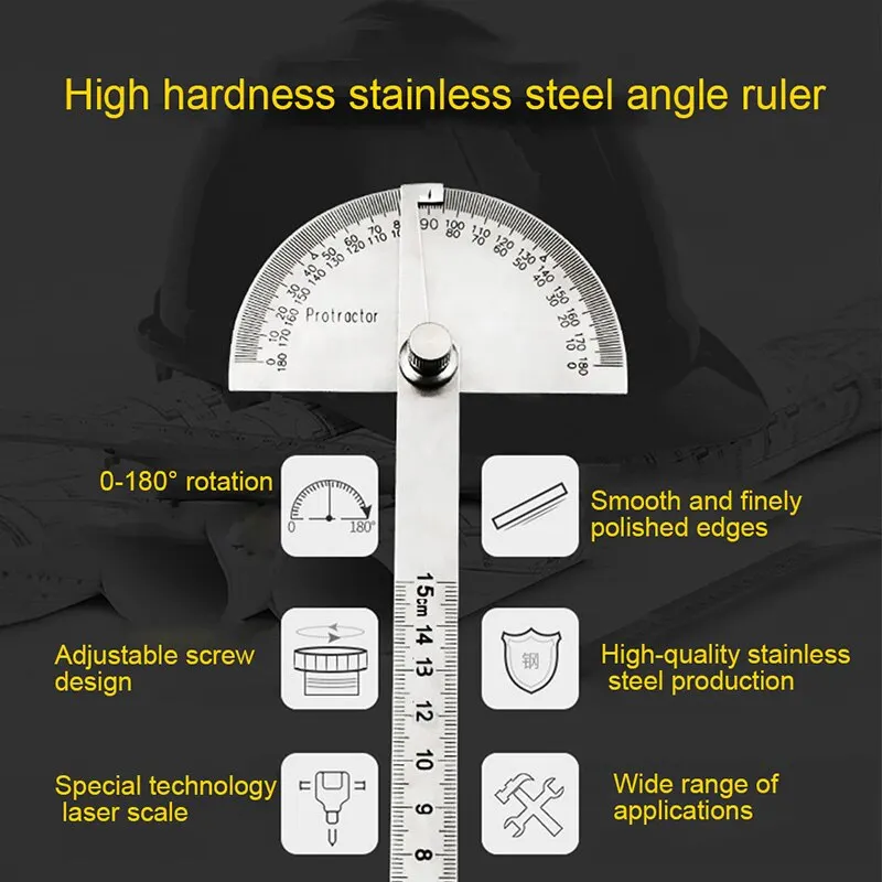 180 Degree Adjustable Multifunction Stainless Steel Roundhead Ruler Mathematics Measuring Tool Hand Operated Tools 0-150mm Ruler
180 Degree Adjustable Multifunction Stainless Steel Roundhead Ruler Mathematics Measuring Tool Hand Operated Tools 0-150mm Ruler