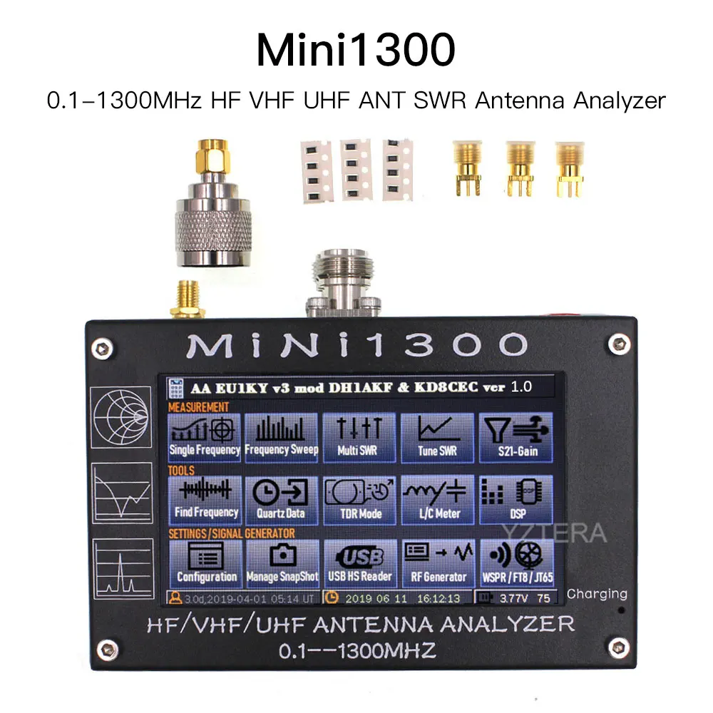 Обновлённый анализатор антенны Mini1300 0 1 1300 МГц HF VHF UHF ANT SWR сенсорный экран 4 3