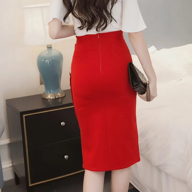 Женская юбка-карандаш элегантная винтажная офисная юбка средней длины с высокой
