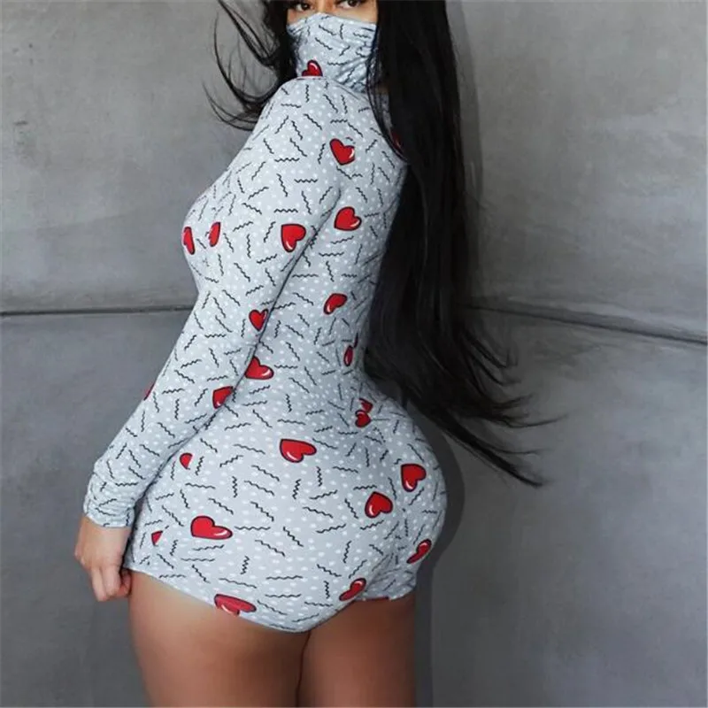 Womens Sexy V-Neck Long Sleeve Bodycon Casual Love Heart Print Button Sleepwear Autumn Jumpsuit Shorts Romper Mask Tops Leotard
Womens Sexy V-Neck Long Sleeve Bodycon Casual Love Heart Print Button Sleepwear Autumn Jumpsuit Shorts Romper Mask Tops Leotard