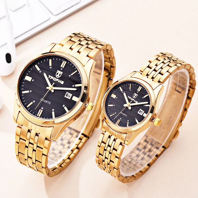 Men's Gold Watch Calendar Life Waterproof Couple Watch 3D Horizontal Grain Steel Band Quartz Watch Suitable for Women
Men's Gold Watch Calendar Life Waterproof Couple Watch 3D Horizontal Grain Steel Band Quartz Watch Suitable for Women