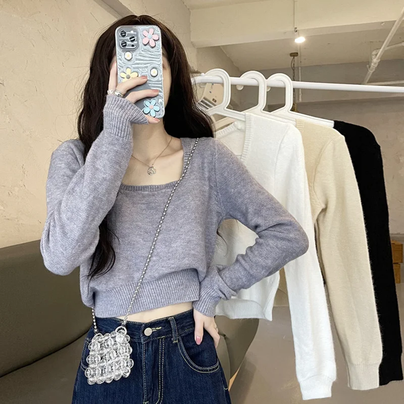 Свитер с длинным рукавом и квадратным вырезом, Женская весенне-осенняя рубашка, дизайнерский облегающий короткий топ для девушек СПАЙС, 2021
Свитер с длинным рукавом и квадратным вырезом, Женская весенне-осенняя рубашка, дизайнерский облегающий короткий топ для девушек СПАЙС, 2021