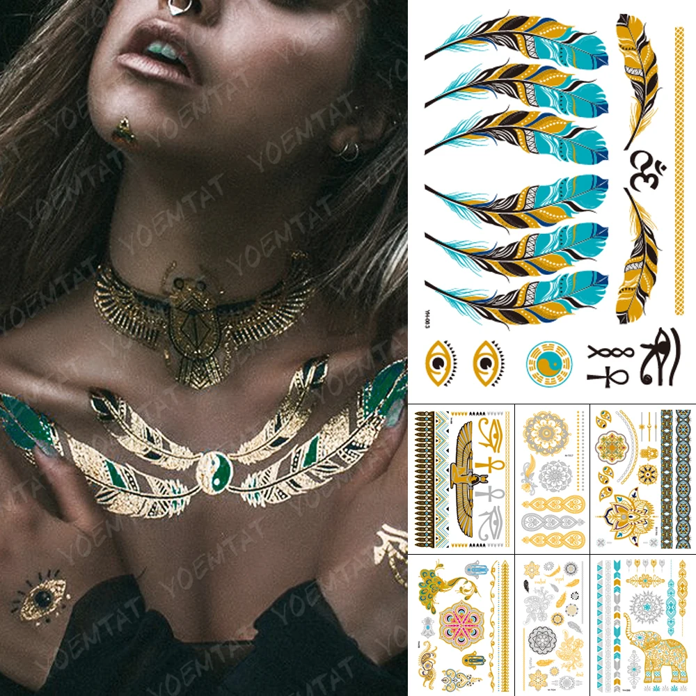 Waterproof Temporary Tattoo Sticker Green Feather Eyes Gold Metallic Flash Tatoo Boho Lotus Party Jewelry Glitter Body Art
Waterproof Temporary Tattoo Sticker Green Feather Eyes Gold Metallic Flash Tatoo Boho Lotus Party Jewelry Glitter Body Art