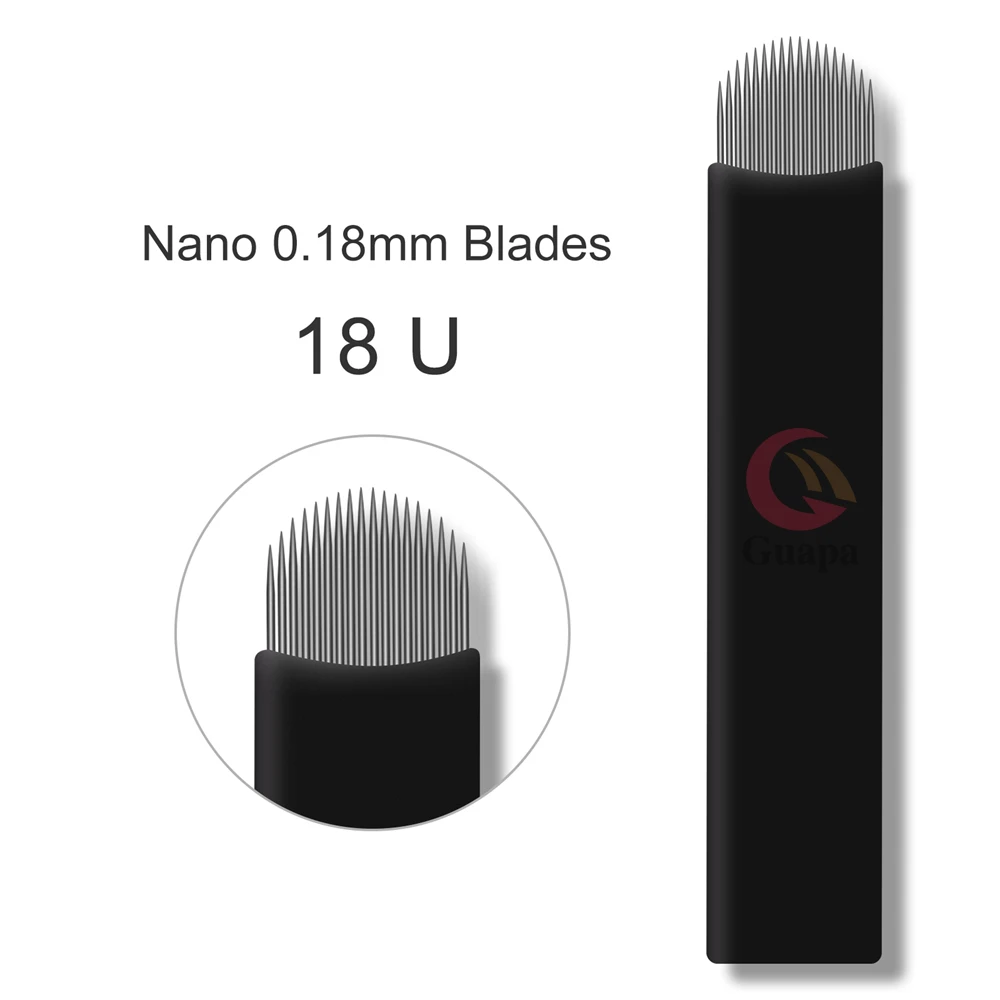 100 шт. черные иглы для микроблейдинга 0 18 мм U-образные штырьков лезвия татуажа