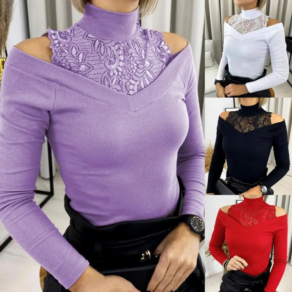Trendy Women Pullover Top Lace Patchwork Off Shoulder Long Sleeve Shirt for Daily Wear Women Top Long Sleeve Shirt Solid Color T
Trendy Women Pullover Top Lace Patchwork Off Shoulder Long Sleeve Shirt for Daily Wear Women Top Long Sleeve Shirt Solid Color T