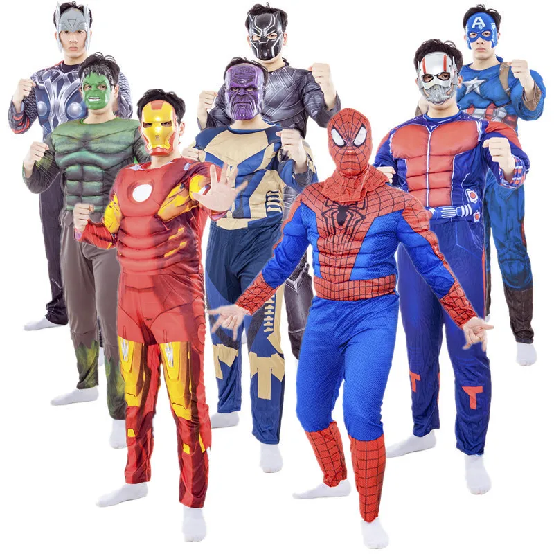 Костюм Мстителей для взрослых костюм Человека паука/Халка/Железного