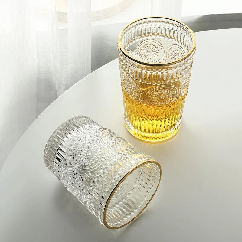 Glass water glass home retro embossed cup simple woman high-value milk glass wine glass
Glass water glass home retro embossed cup simple woman high-value milk glass wine glass