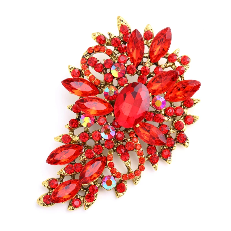 Morkopela Big Crystal Brooches and Leaf Pins For Women Banquet Luxury Brooch Jewelry Scarf Suit Pin Accessories Gift | Украшения и