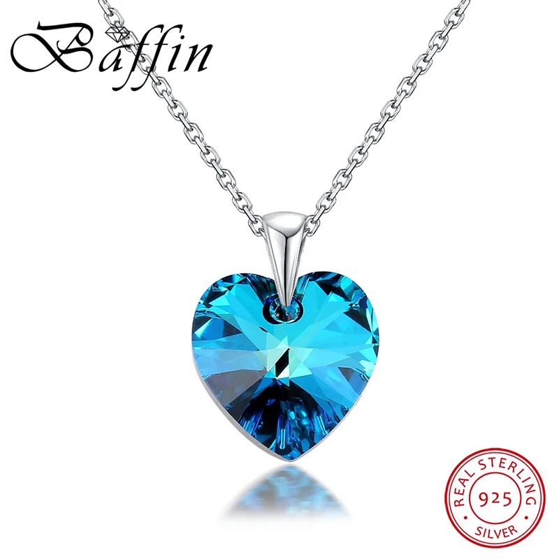 

Original Crystals From Swarovski-Elements Heart Pendant Necklace For Women Real 925 Silver Collares Lovers Valentine's Day Gift