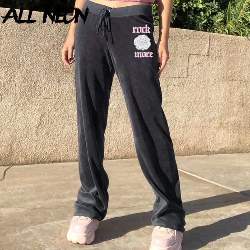 ALLNeon Pastel Gothic Y2K Mid Waist Lace Up Velour Pants E-girl Streetwear Letter Print Full Length Black Trousers Winter New
ALLNeon Pastel Gothic Y2K Mid Waist Lace Up Velour Pants E-girl Streetwear Letter Print Full Length Black Trousers Winter New
