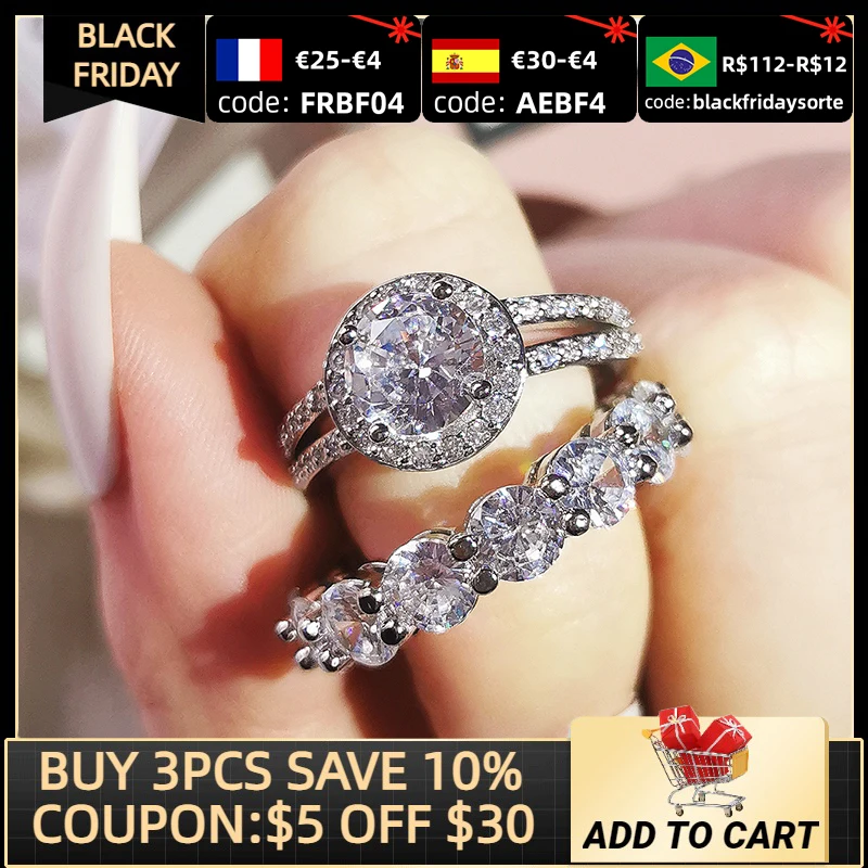 Original 925 Sterling Silver Wedding Rings Set Band Ring For Women Engagement Bridal Fashion Jewelry Finger Black Friday R6225
Original 925 Sterling Silver Wedding Rings Set Band Ring For Women Engagement Bridal Fashion Jewelry Finger Black Friday R6225