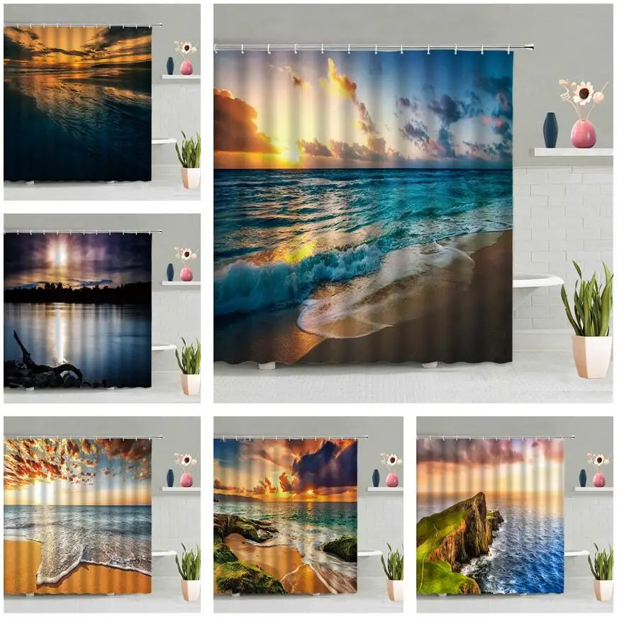 Ocean Sunset Sandy Beach Shower Curtain Blue Sea Dusk Scenery Bathroom Waterproof Wall Hanging Curtains Screen Home Decor Set
Ocean Sunset Sandy Beach Shower Curtain Blue Sea Dusk Scenery Bathroom Waterproof Wall Hanging Curtains Screen Home Decor Set