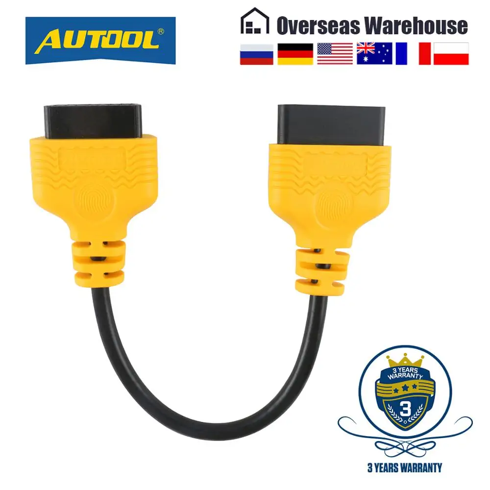 Диагностический Кабель-адаптер AUTOOL OBD 2, диагностический кабель-удлинитель 30 см для автомобиля OBD2 II ELM327, 16-контактный удлинитель для штекера-...
Диагностический Кабель-адаптер AUTOOL OBD 2, диагностический кабель-удлинитель 30 см для автомобиля OBD2 II ELM327, 16-контактный удлинитель для штекера-...