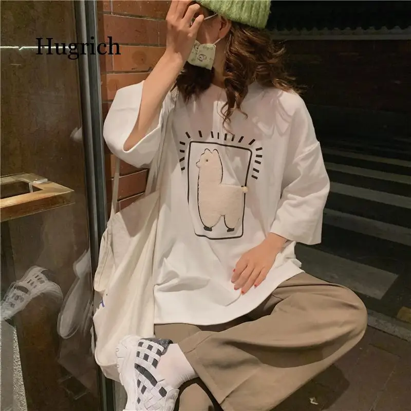 Cartoon Alpaca Animal Printed Casual Loose Oversize Korean Style 2021 Summer Short Sleeve Women Top Female T-Shirts
Cartoon Alpaca Animal Printed Casual Loose Oversize Korean Style 2021 Summer Short Sleeve Women Top Female T-Shirts