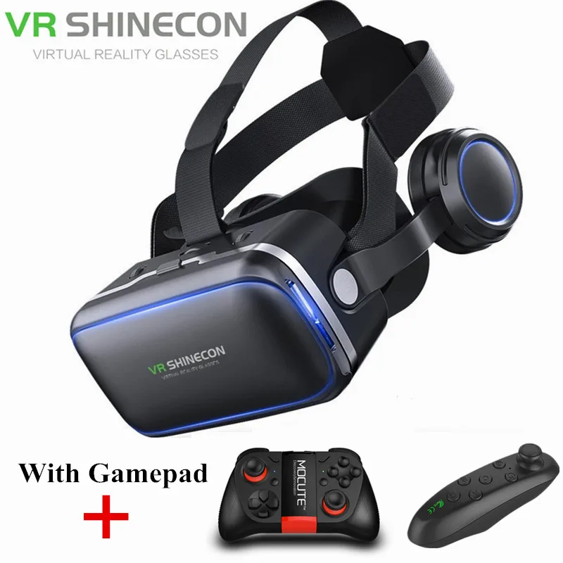 Shinecon 6 0 3D VR очки с геймпадом Виртуальная реальность шлем 3 D гарнитура коробка для