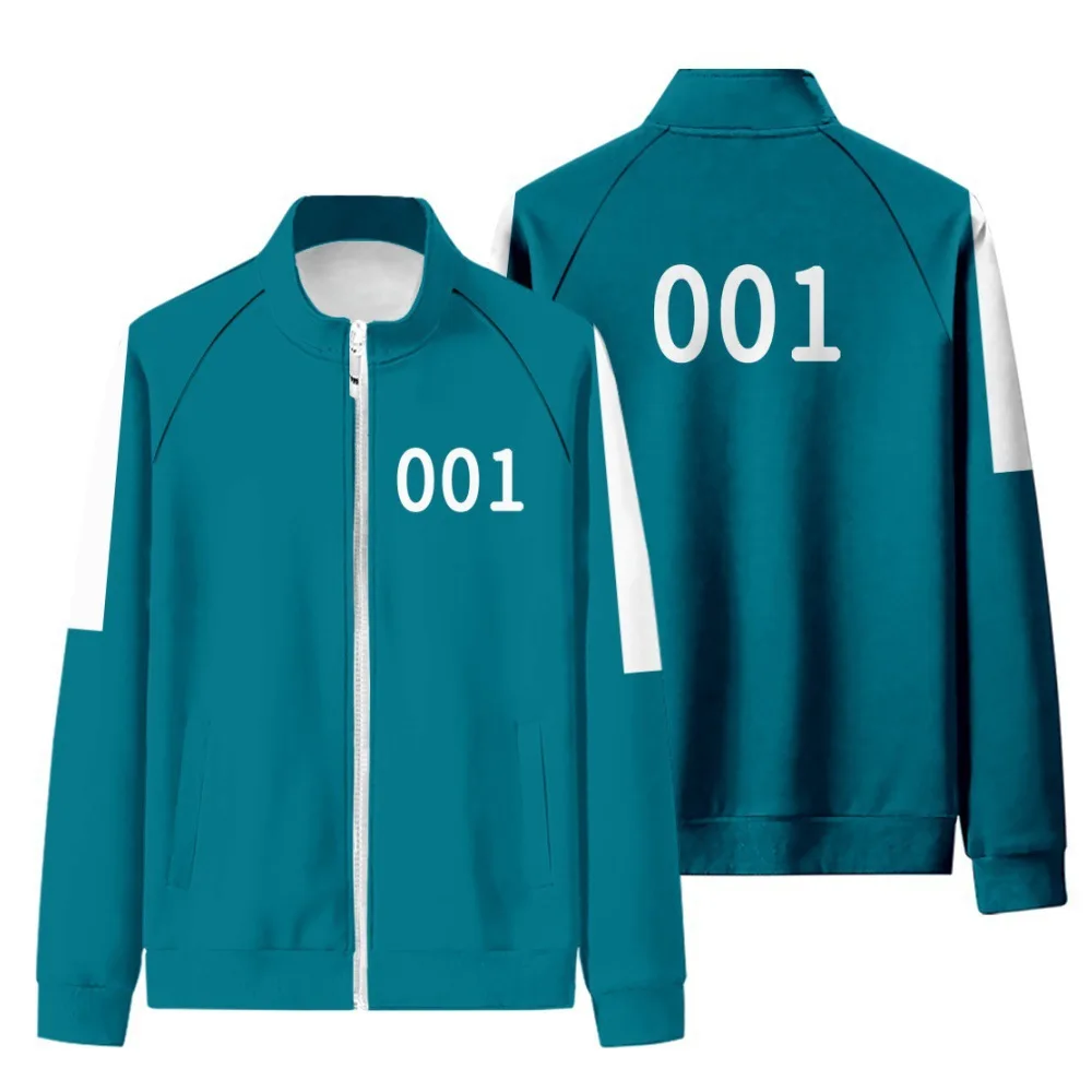 Game with squid jacket collar pocket jacket sportswear No.456th sweater Korean printed jacket men's suit.
Game with squid jacket collar pocket jacket sportswear No.456th sweater Korean printed jacket men's suit.