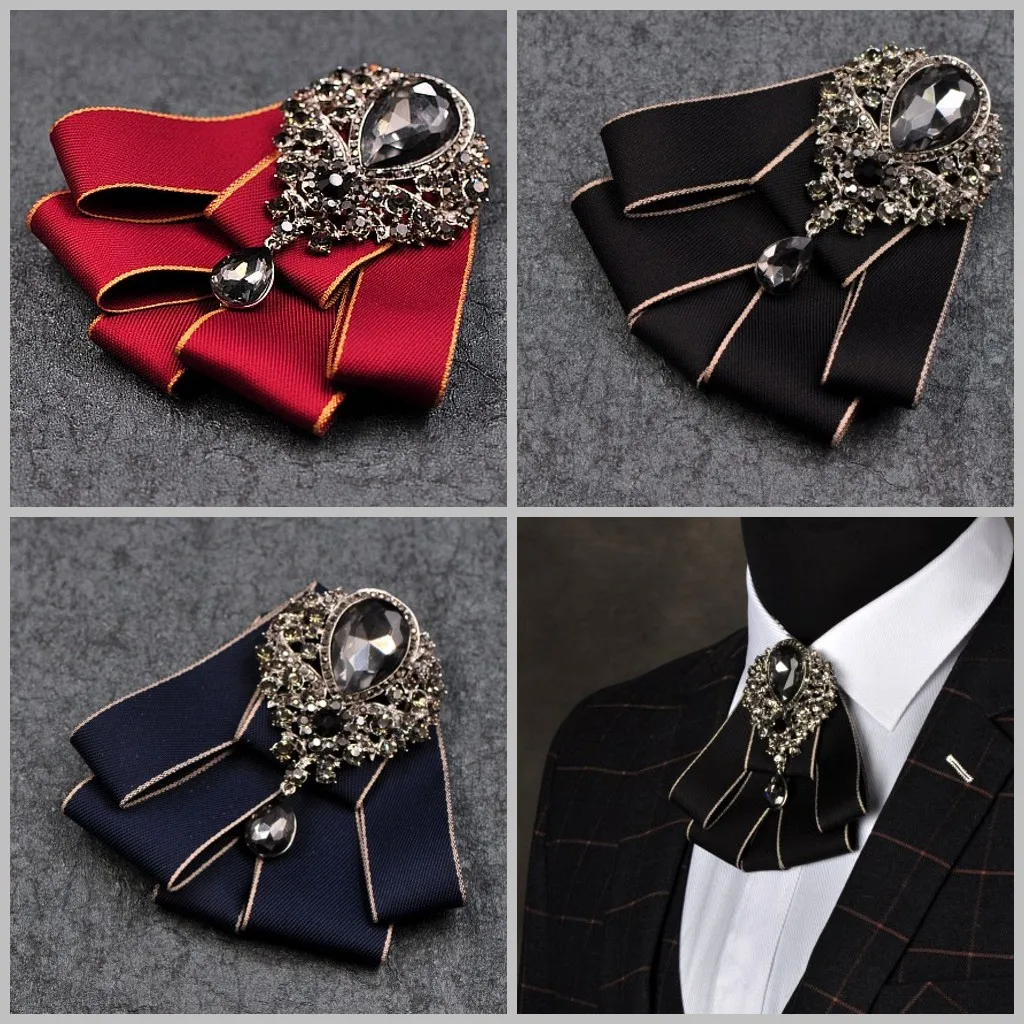 British Style Fashion Fabric Bow Tie Brooch Crystal Rhinestone Bowknot Necktie Wedding Luxulry Jewelry Gifts for Men Accessories
British Style Fashion Fabric Bow Tie Brooch Crystal Rhinestone Bowknot Necktie Wedding Luxulry Jewelry Gifts for Men Accessories
