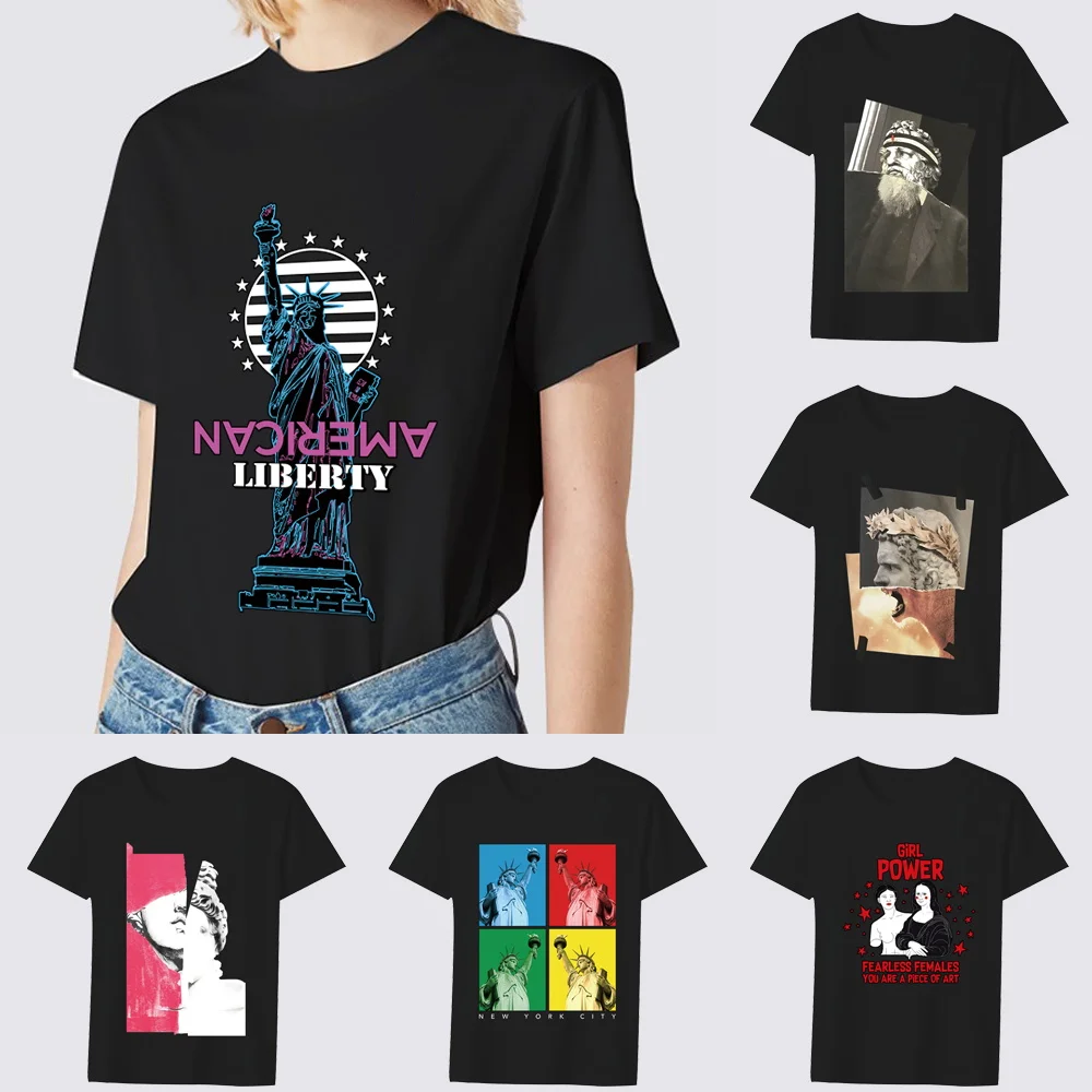 Women's Clothing Black T-shirt Casual Basic Tops Funny Sculpture Print Slim Round Neck Commuter Soft Ladies Fashion Short Sleeve
Women's Clothing Black T-shirt Casual Basic Tops Funny Sculpture Print Slim Round Neck Commuter Soft Ladies Fashion Short Sleeve