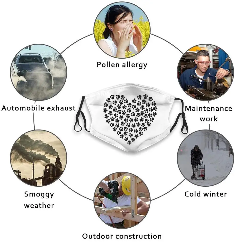 Paw Print Love Heart - Dog Lovers Reusable Mouth Face Mask Anti Haze Dustproof Mask With Filters For Child Adult Paw Dogs Dog
Paw Print Love Heart - Dog Lovers Reusable Mouth Face Mask Anti Haze Dustproof Mask With Filters For Child Adult Paw Dogs Dog