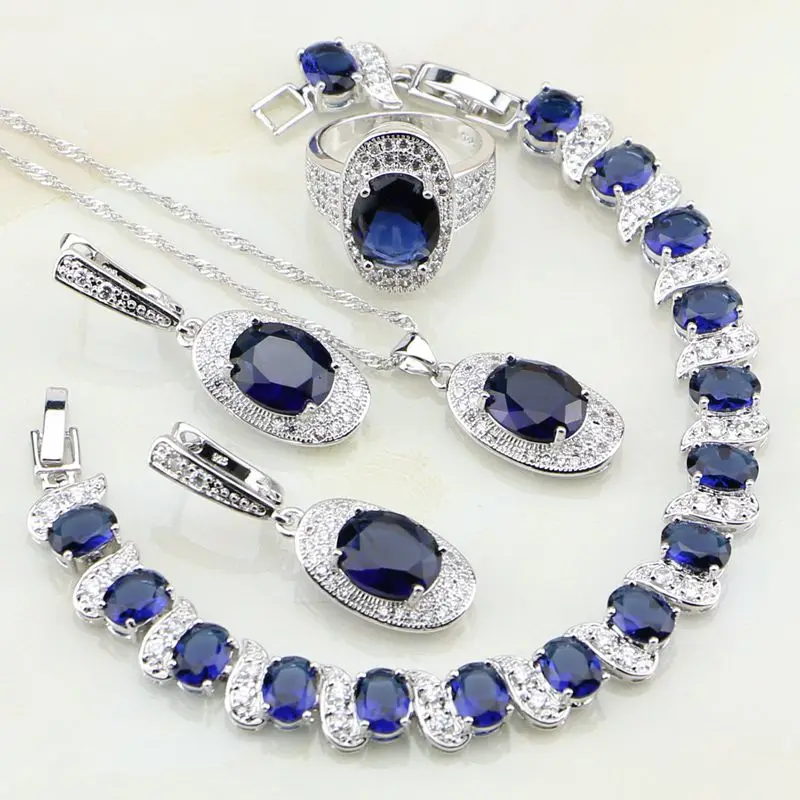Oval Blue Stones White Zirconia 925 Sterling Silver Jewelry Sets For Women Anniversary Earrings/Pendant/Necklace/Rings/Bracelets
Oval Blue Stones White Zirconia 925 Sterling Silver Jewelry Sets For Women Anniversary Earrings/Pendant/Necklace/Rings/Bracelets