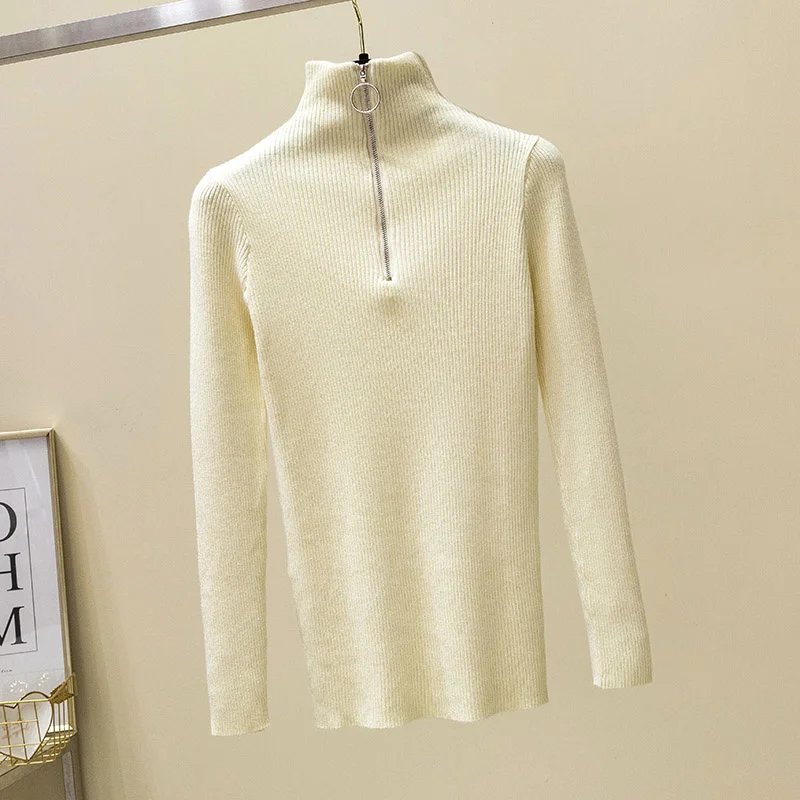 Zipper Turtleneck Solid Women Sweater Skinny Elastic Knitted Full Sleeve Pullover Feminino Soft Femme Spring Jumper High Quality
Zipper Turtleneck Solid Women Sweater Skinny Elastic Knitted Full Sleeve Pullover Feminino Soft Femme Spring Jumper High Quality