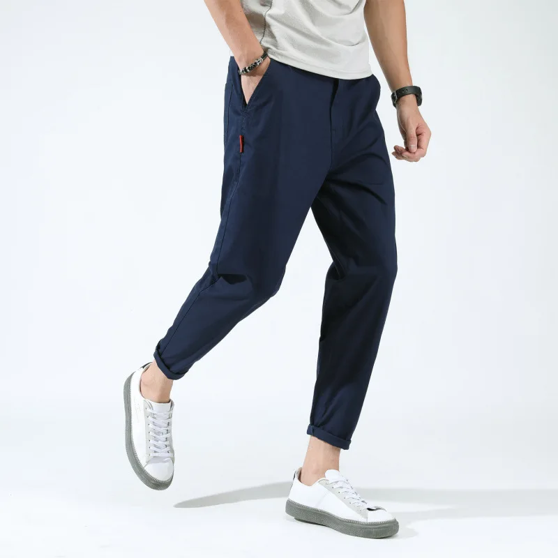 Summer new pure color casual pants men fashion large size loose nine - minute pants
Summer new pure color casual pants men fashion large size loose nine - minute pants
