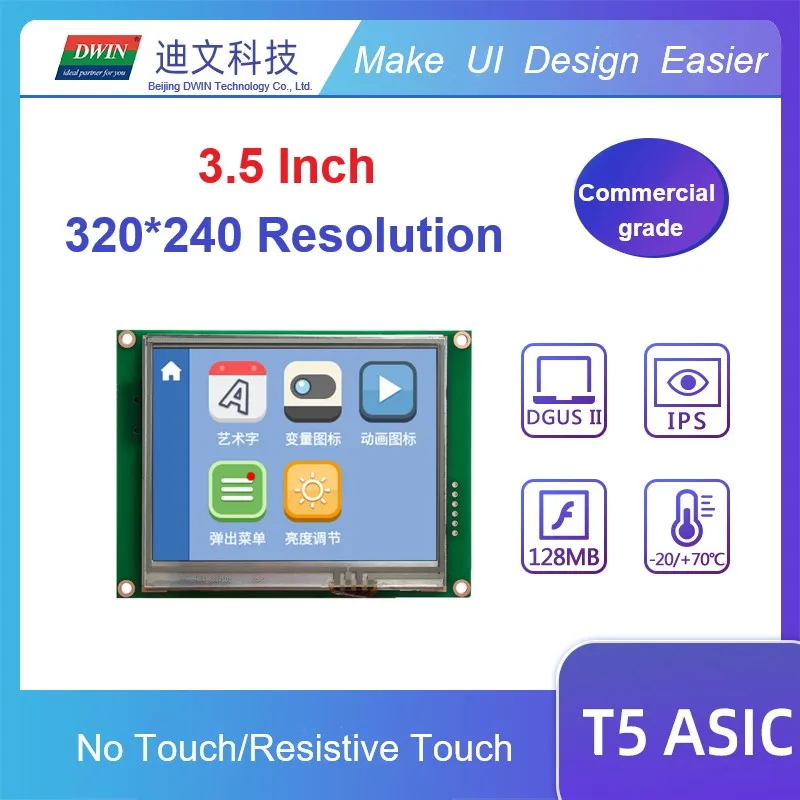 DWIN TFT LCD Display,3.5 Inch 320*240 Resolution 65K Colors HMI IPS Smart Touch Screen,Commercial Grades, UART, DMT32240C035_06W
DWIN TFT LCD Display,3.5 Inch 320*240 Resolution 65K Colors HMI IPS Smart Touch Screen,Commercial Grades, UART, DMT32240C035_06W