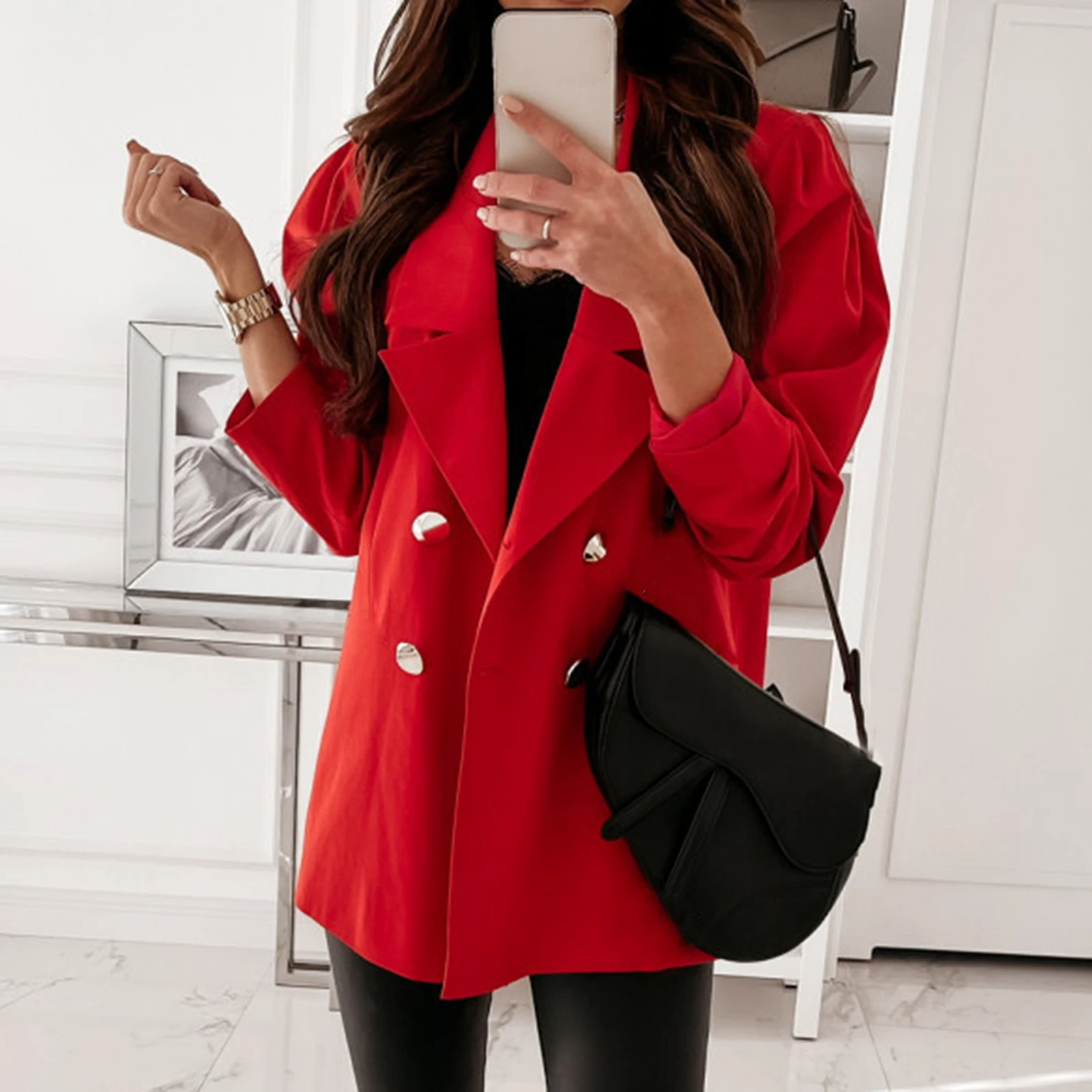 Women Clothing 2020 Autumn Coat Regular Fashion Chic Women Coat Full Solid Lapel Collar Double-breasted Loose Female blazer
Women Clothing 2020 Autumn Coat Regular Fashion Chic Women Coat Full Solid Lapel Collar Double-breasted Loose Female blazer