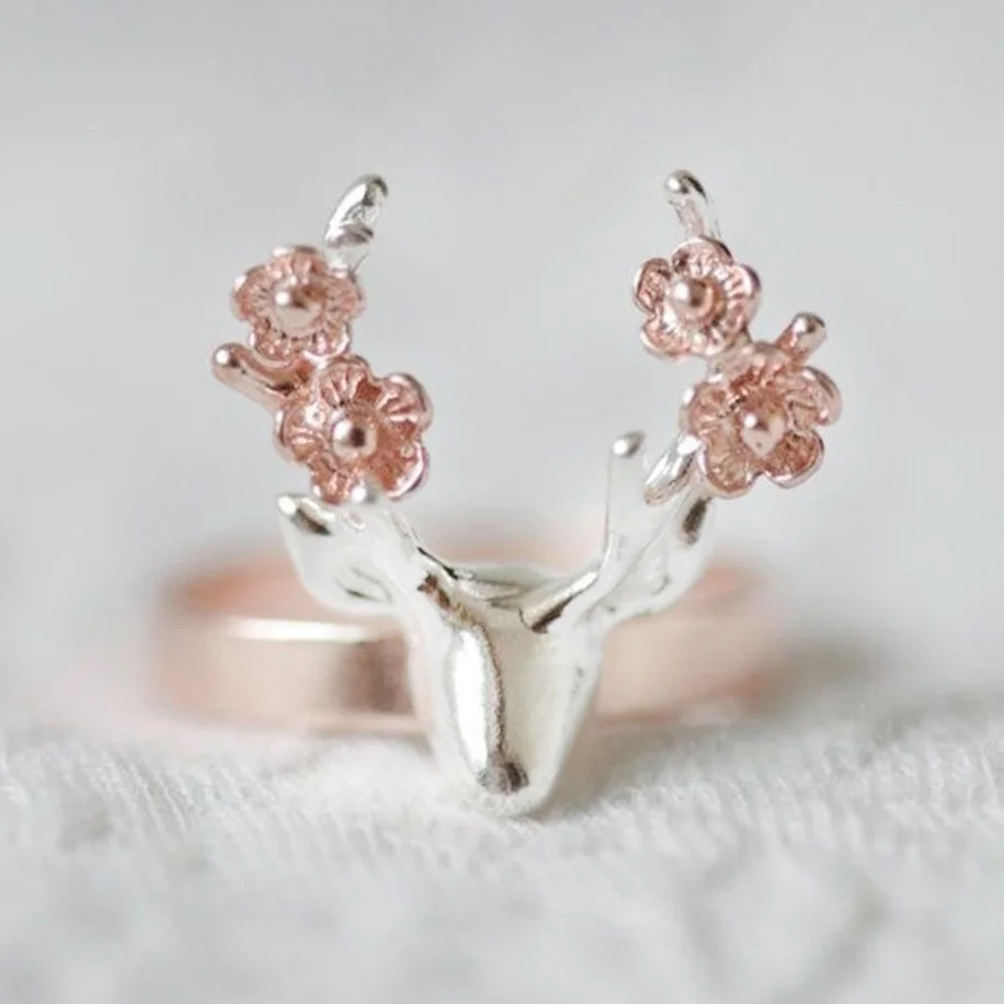 Women Vintage Rings Rose Gold Silver Color Sika Deer Ring Elk Finger Ring Fashion Jewelry Christmas Gift
Women Vintage Rings Rose Gold Silver Color Sika Deer Ring Elk Finger Ring Fashion Jewelry Christmas Gift
