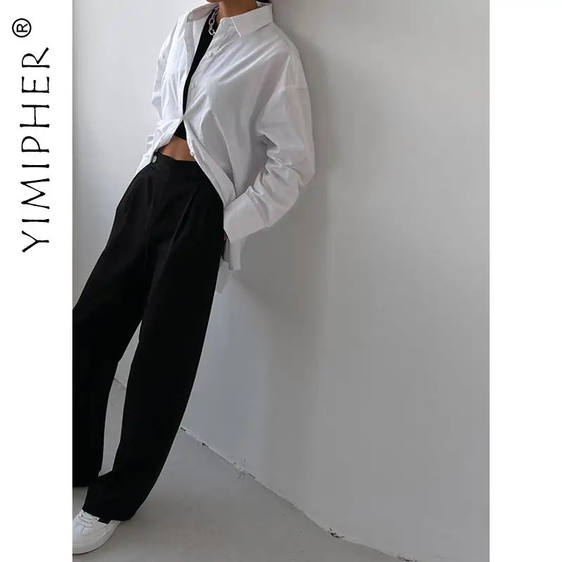 2021 Fall Winter Black Elegant Loose High Waist Casual Pocket Female Wide Leg Trousers Streetwear For Women's Pants Outfits
2021 Fall Winter Black Elegant Loose High Waist Casual Pocket Female Wide Leg Trousers Streetwear For Women's Pants Outfits