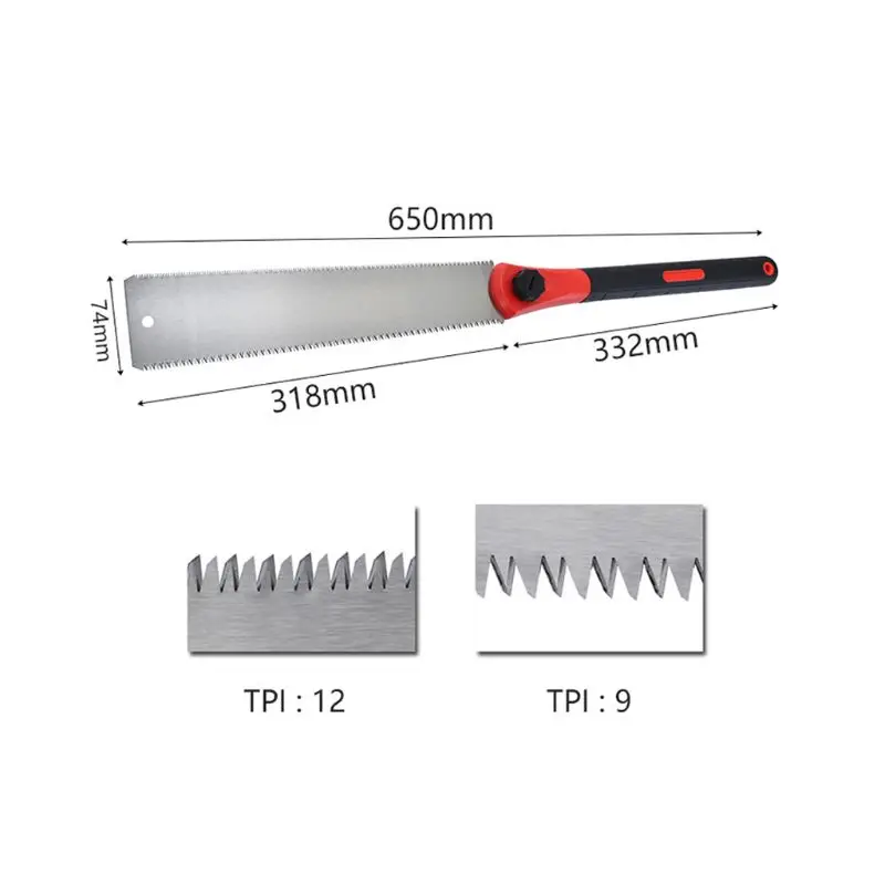 Woodworking Double Sides SK5 Steel Hand Saw Tenon Fine Tooth TPR Handle Garden LX0C