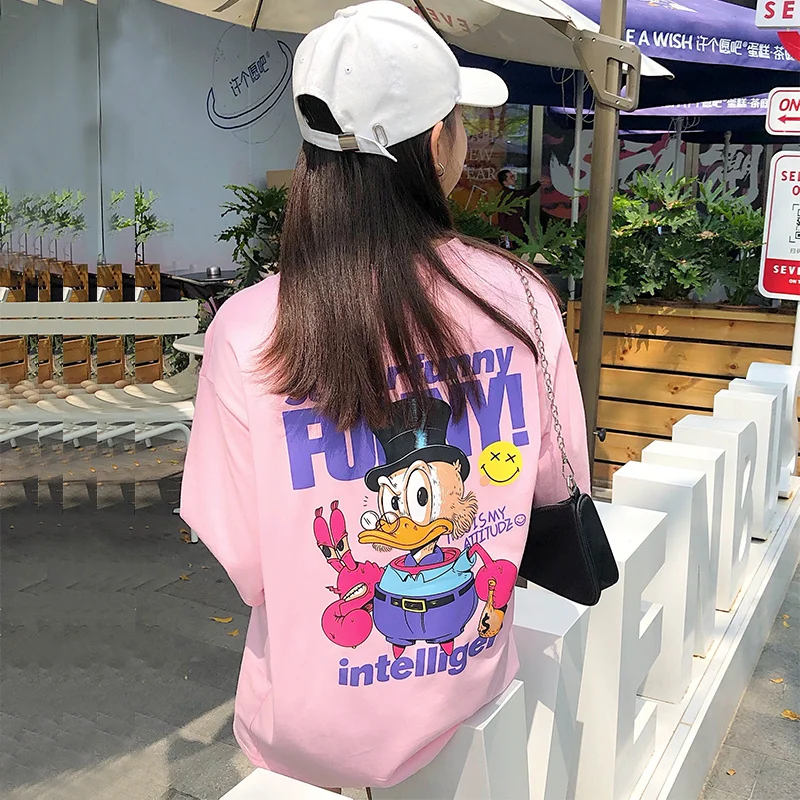 2021 Spring and Summer New Korean Style Loose Cartoon Pattern Bottom Missing Mid-Length Pink Short Sleeve T-shirt Women's Top
2021 Spring and Summer New Korean Style Loose Cartoon Pattern Bottom Missing Mid-Length Pink Short Sleeve T-shirt Women's Top