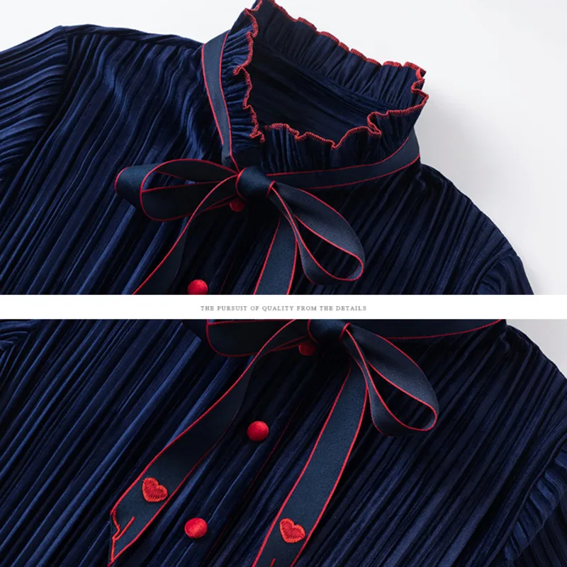 #1919 Blue Office Shirts Women Ruffles Collar Bow Casual Pleated Shirts Female Flare Sleeved Loose Office Shirts Spring Autumn
#1919 Blue Office Shirts Women Ruffles Collar Bow Casual Pleated Shirts Female Flare Sleeved Loose Office Shirts Spring Autumn