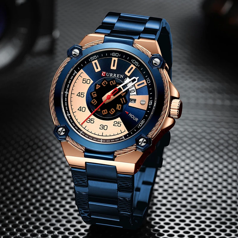 Curren Часы мужские 2019 люксовый бренд с большим циферблатом часы военные из